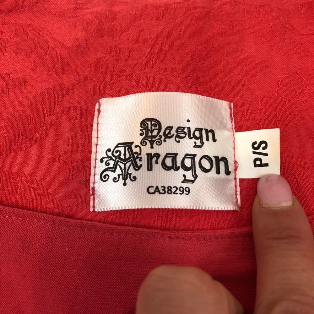 Design Aragon Jacquard Coral Lace Up Blouse Small - Picture 4 of 12